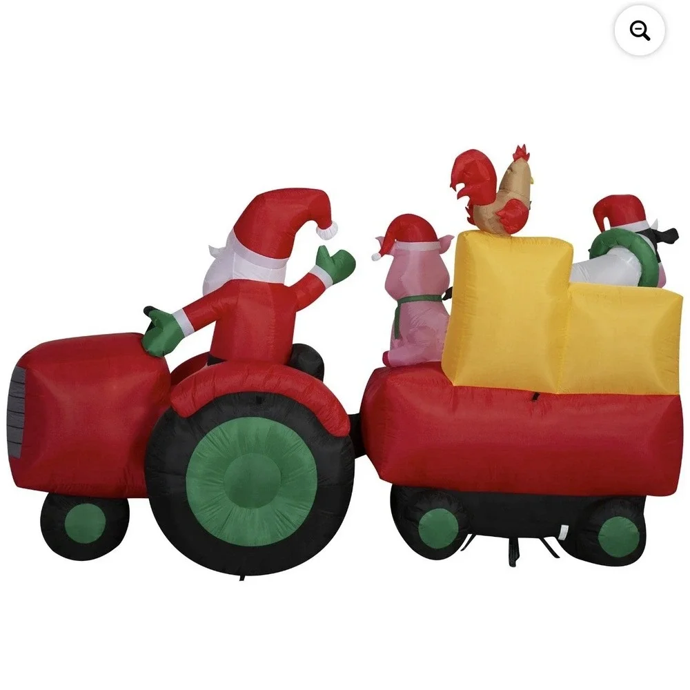 Santas Barnyard Hayride Christmas Airblown Inflatable Holiday Time 10 Ft Wide
